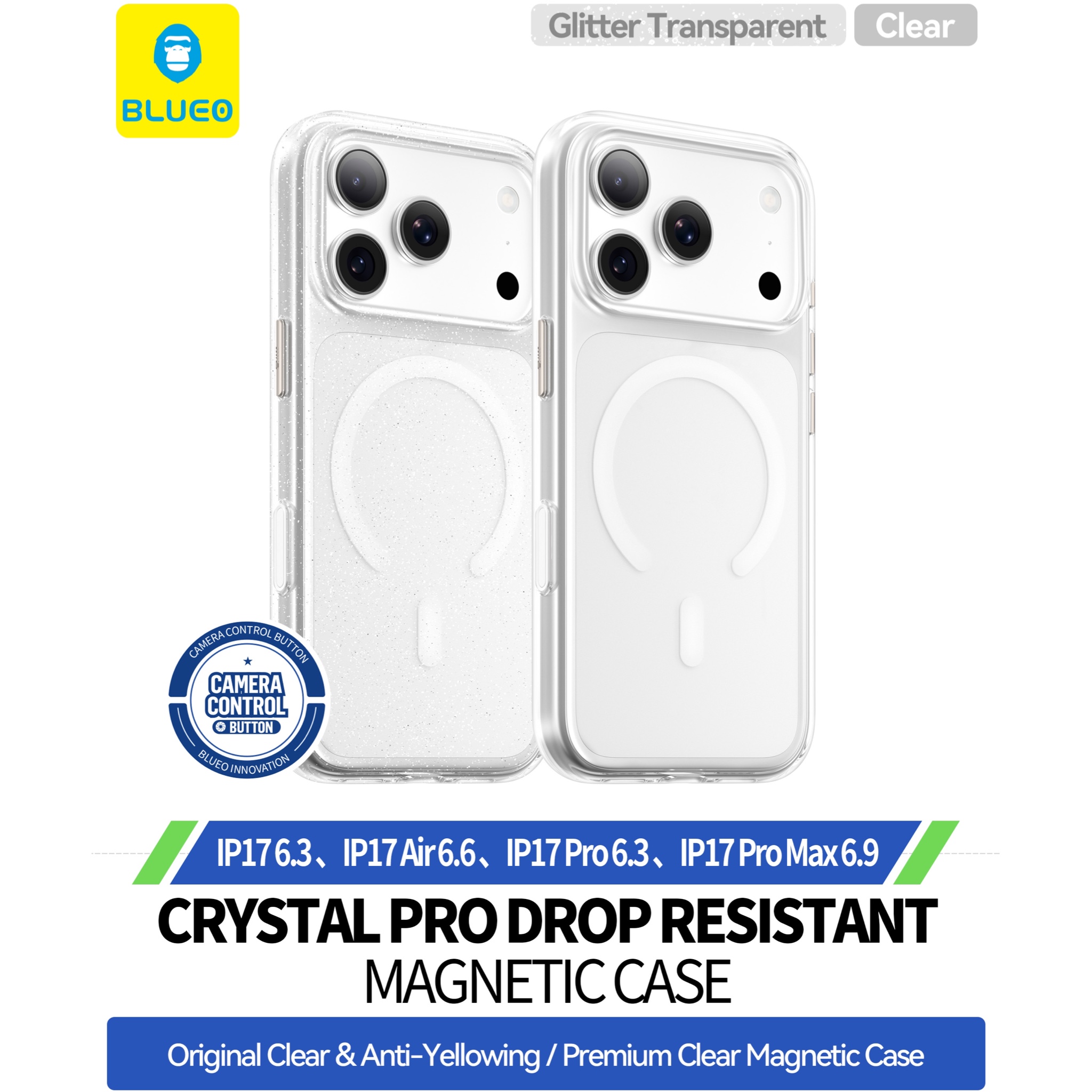 قاب بلو اکلیلی کریستالی با مگ سیف Blueo Crystal Glitter Pro Drop Resistance Phone Case With Magnetic Iphone