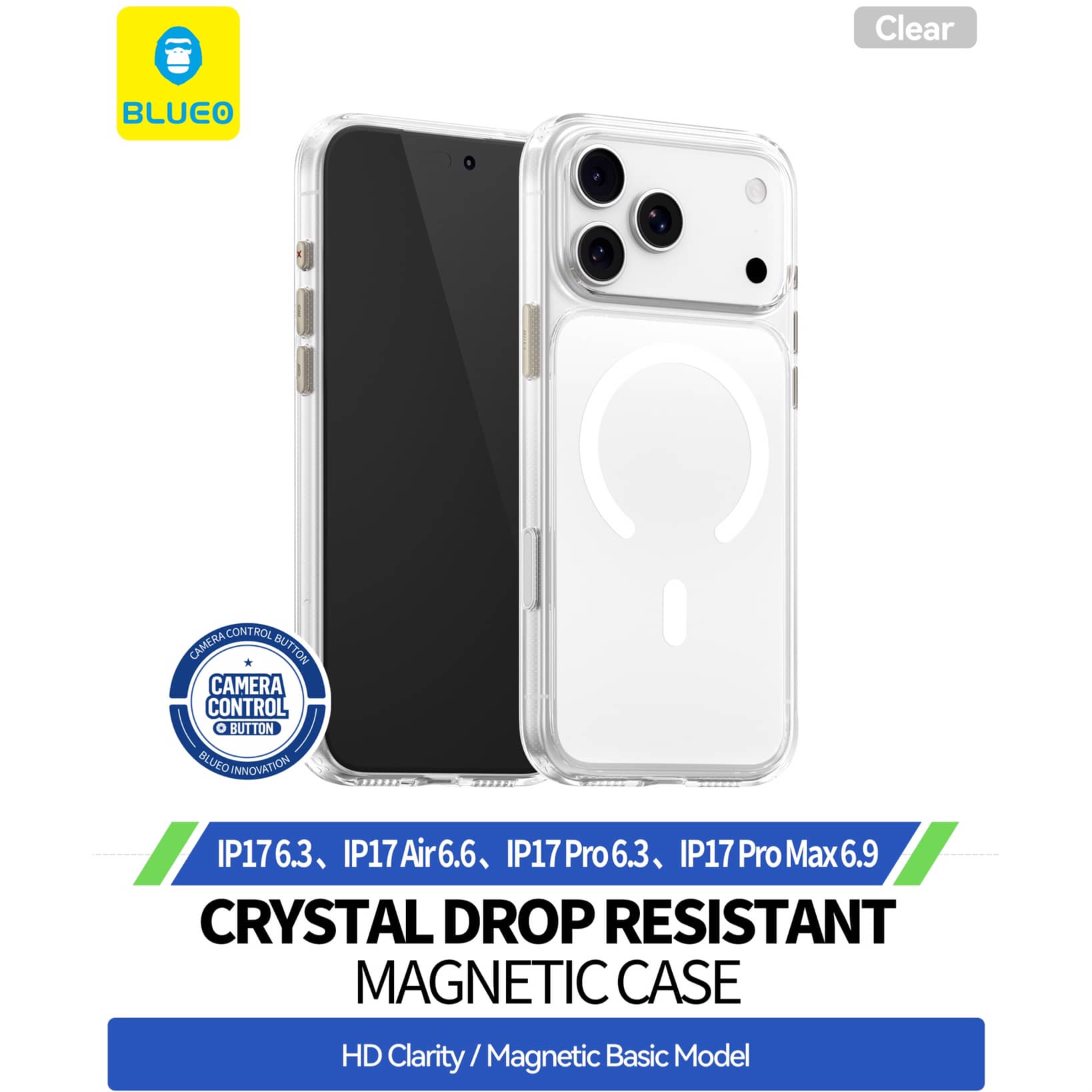 قاب بلو کریستالی با مگ سیف Blueo Crystal Drop Resistance Magsafe Case Iphone