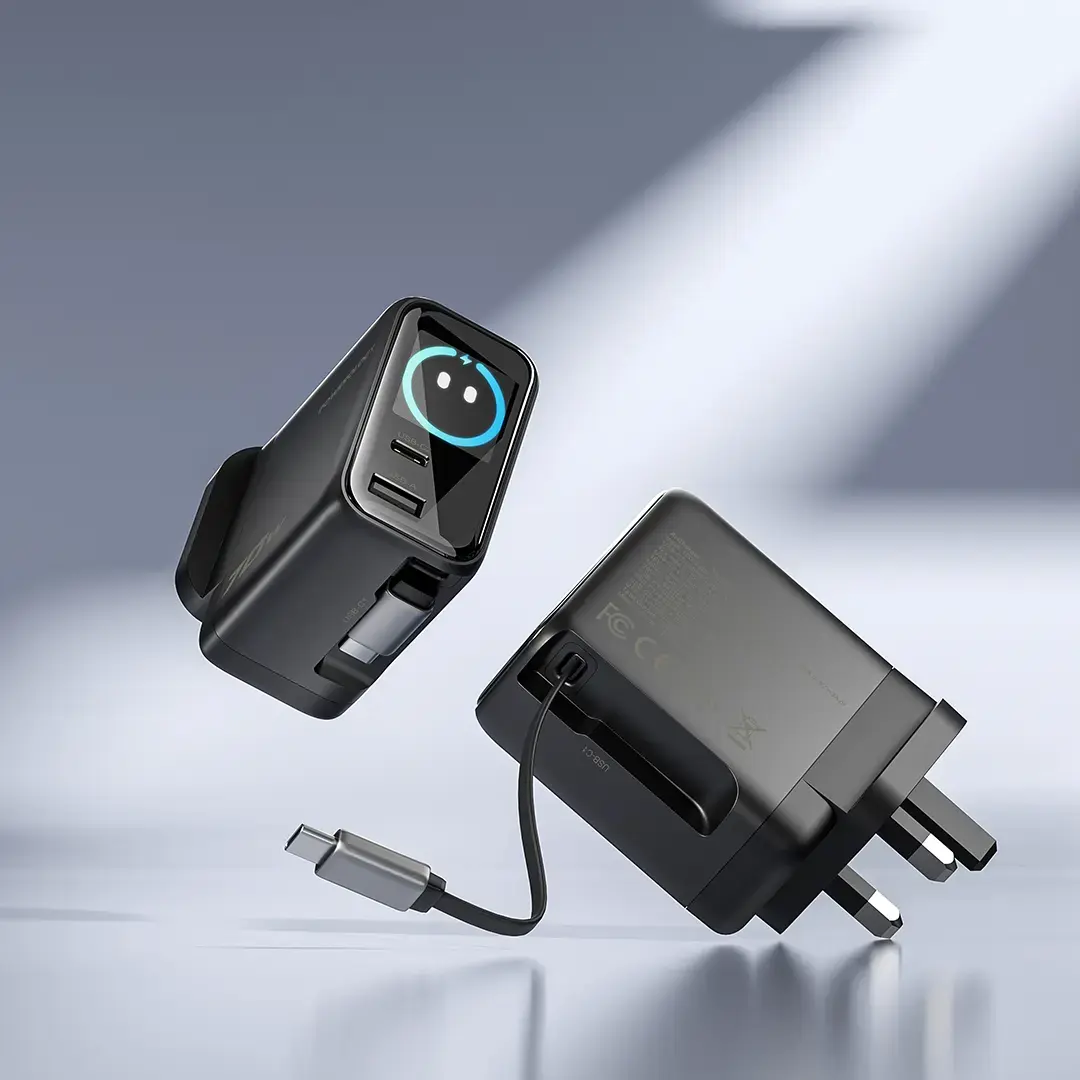 آداپتور پاورولوژی Powerology 70W Al TFT Adapter Retractable Type-C Cable