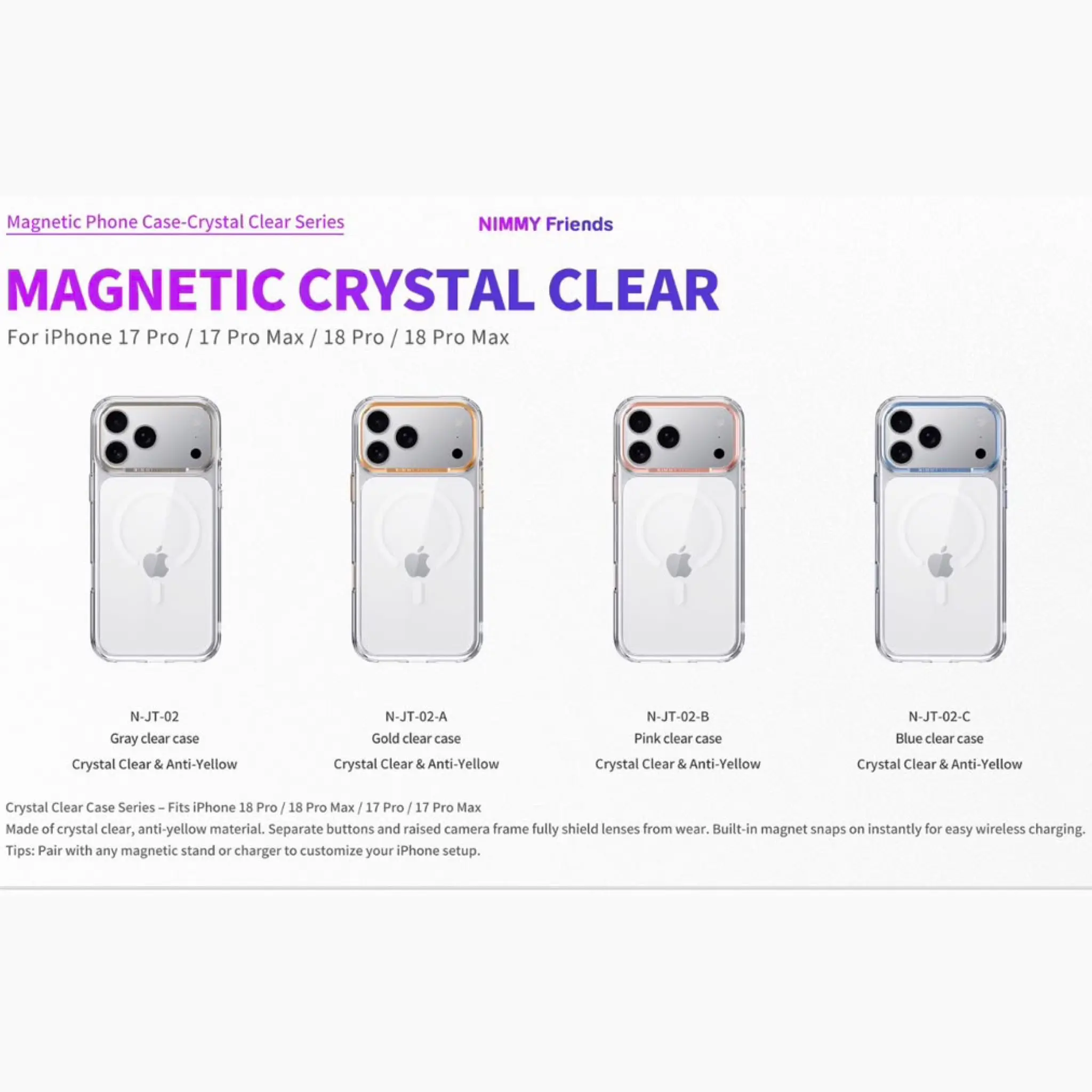 قاب نیمی شفاف Nimmy Magnetic Crystal Clear آیفون