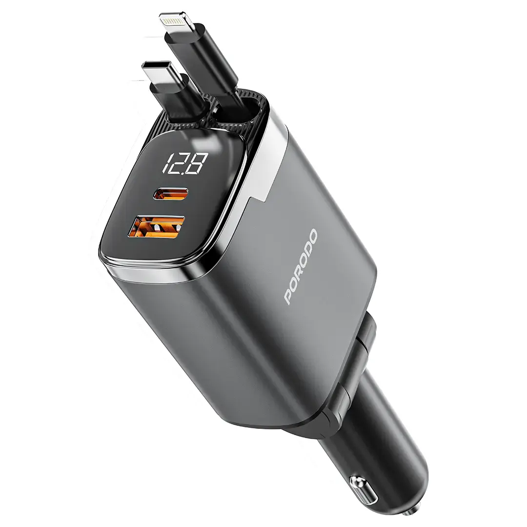 شارژر فندکی پورودو Porodo 111W Car Charger Lightning USB_C