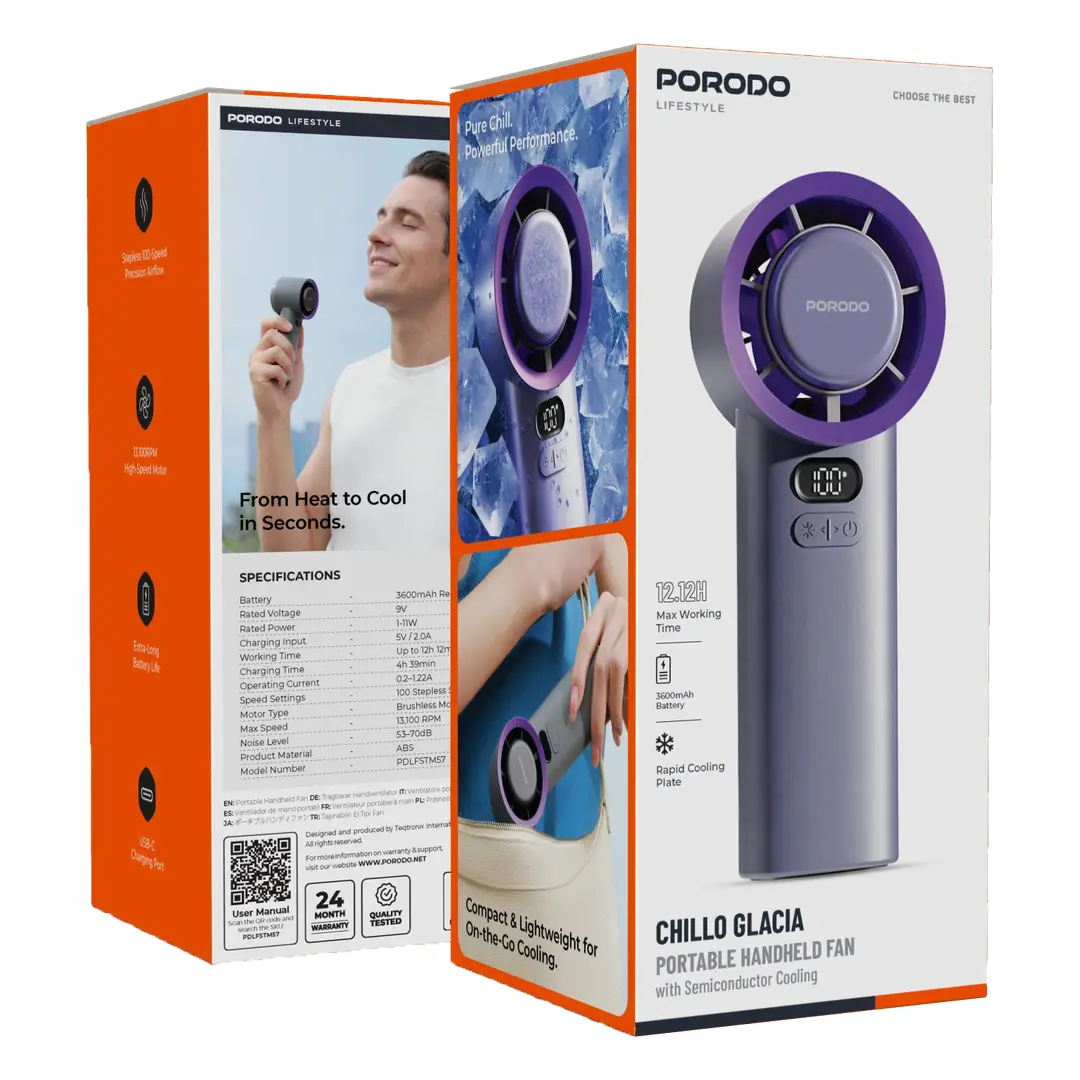 پنکه دستی Porodo Chillo Glacia Portable Handheld Fan